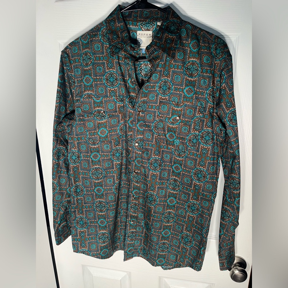 Roper Boy’s XL 16-18 Long Sleeve Snap Button Shirt Cowboy Western 100% Cotton